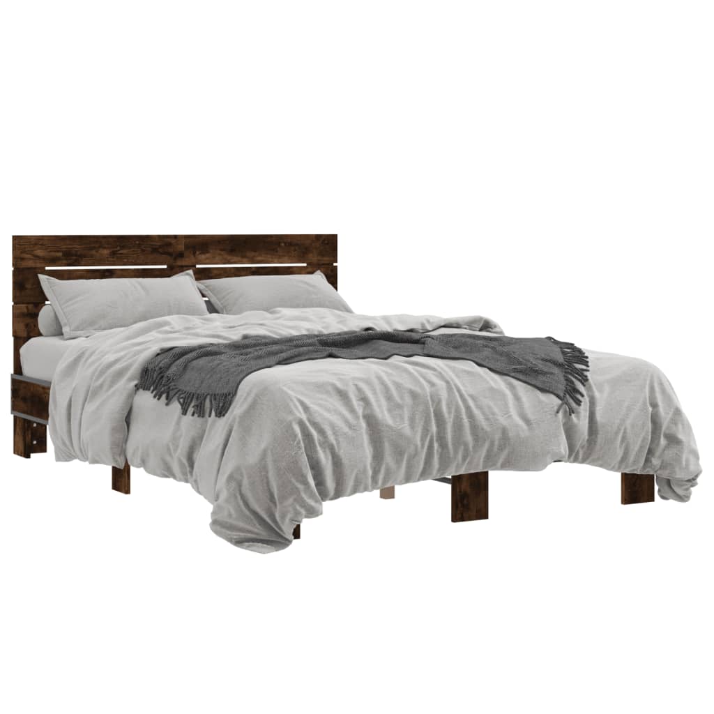 vidaXL Bed Frame without Mattress Smoked Oak 140x190 cm