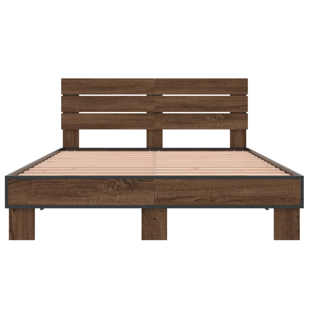 vidaXL Bed Frame without Mattress Brown Oak 140x190 cm