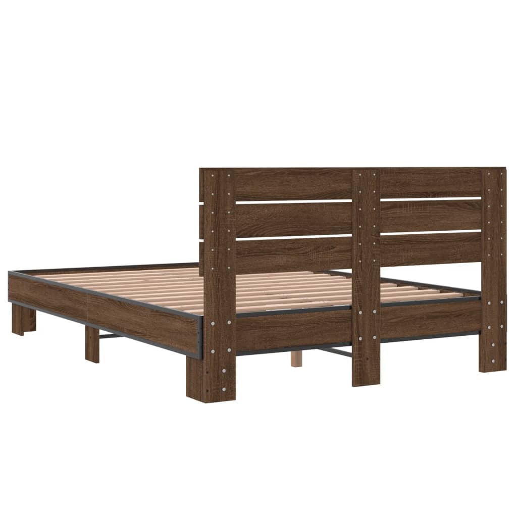 vidaXL Bed Frame without Mattress Brown Oak 140x190 cm