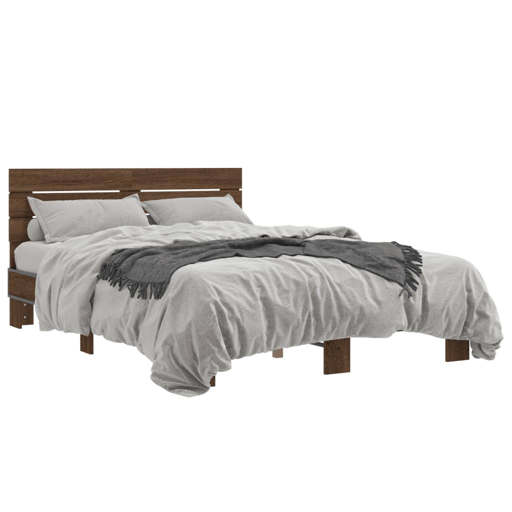 vidaXL Bed Frame without Mattress Brown Oak 140x190 cm