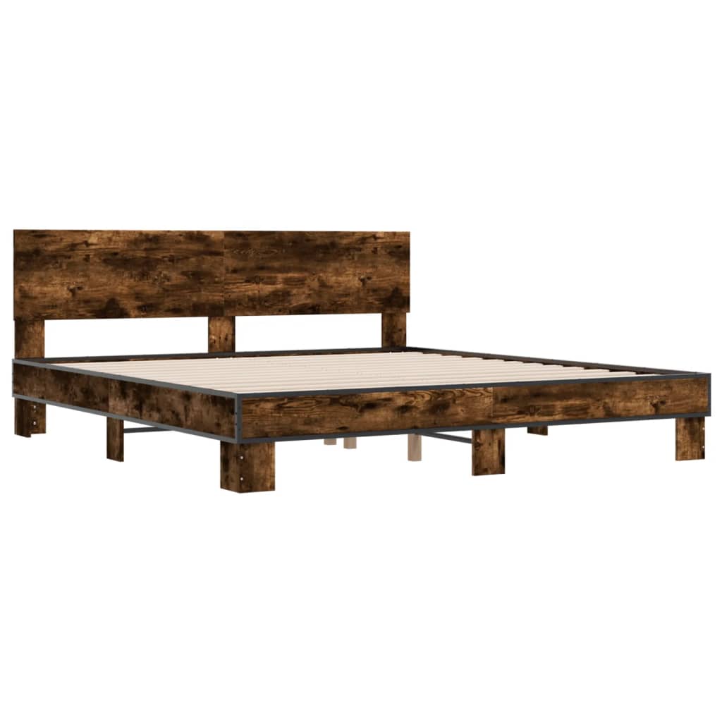 vidaXL Bed Frame without Mattress Smoked Oak 200x200 cm