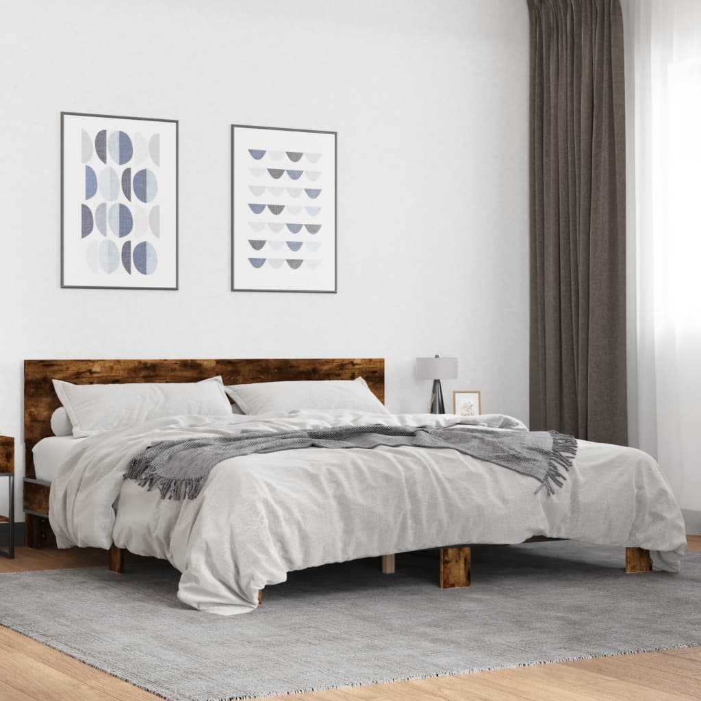 vidaXL Bed Frame without Mattress Smoked Oak 200x200 cm