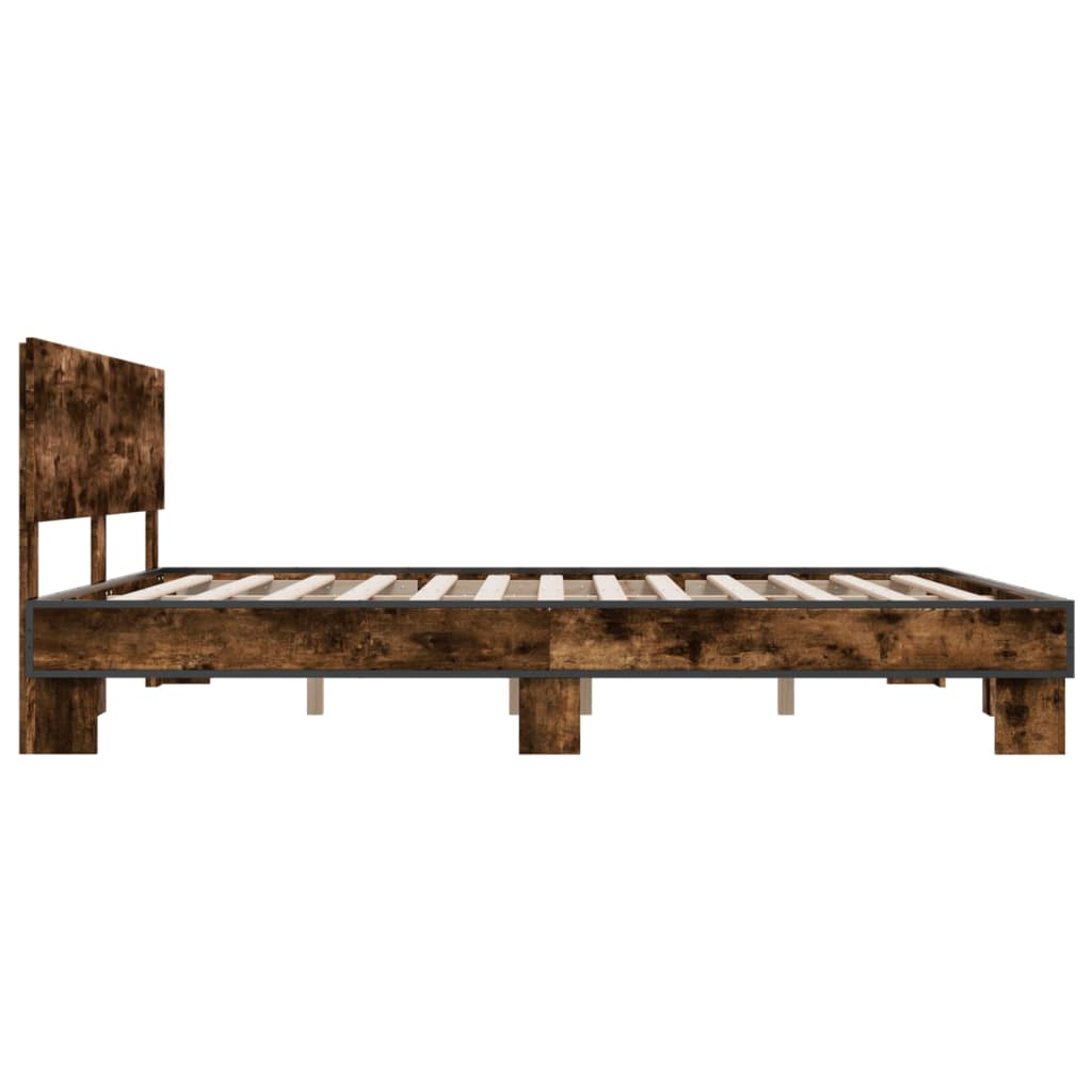 vidaXL Bed Frame without Mattress Smoked Oak 200x200 cm