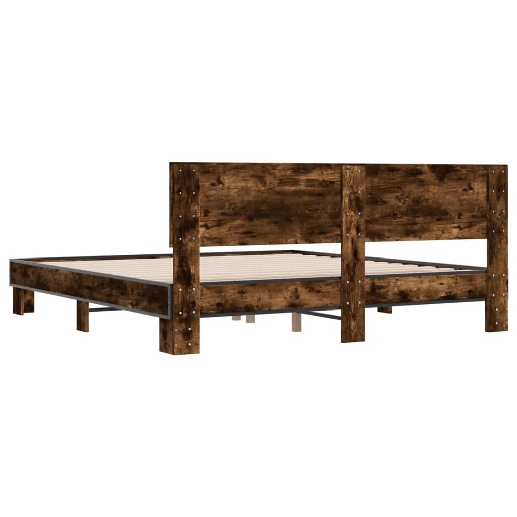 vidaXL Bed Frame without Mattress Smoked Oak 200x200 cm