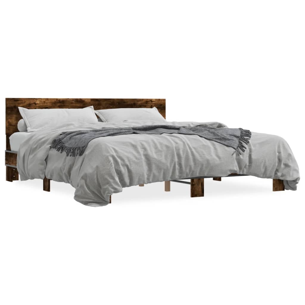 vidaXL Bed Frame without Mattress Smoked Oak 200x200 cm