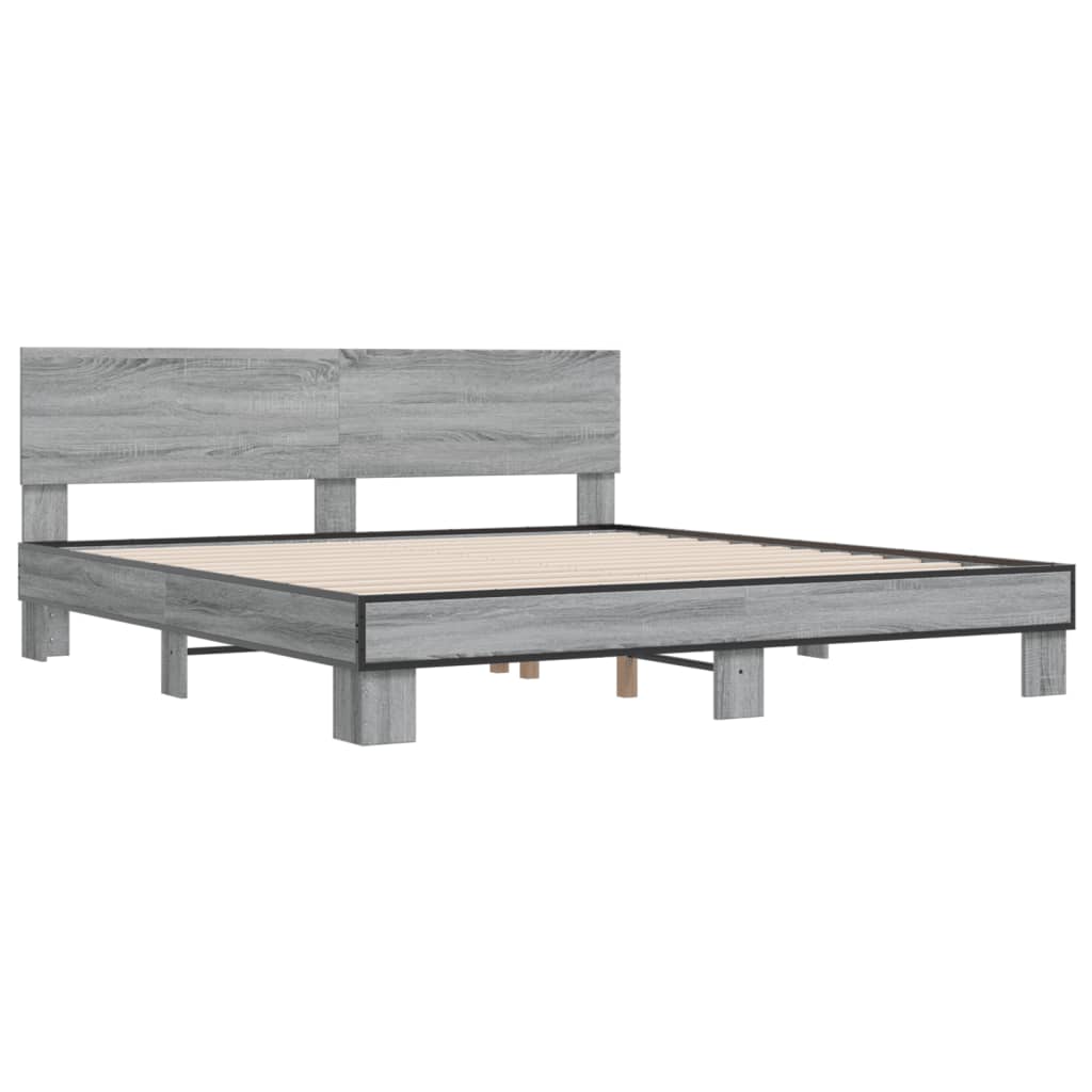 vidaXL Bed Frame without Mattress Grey Sonoma 200x200 cm