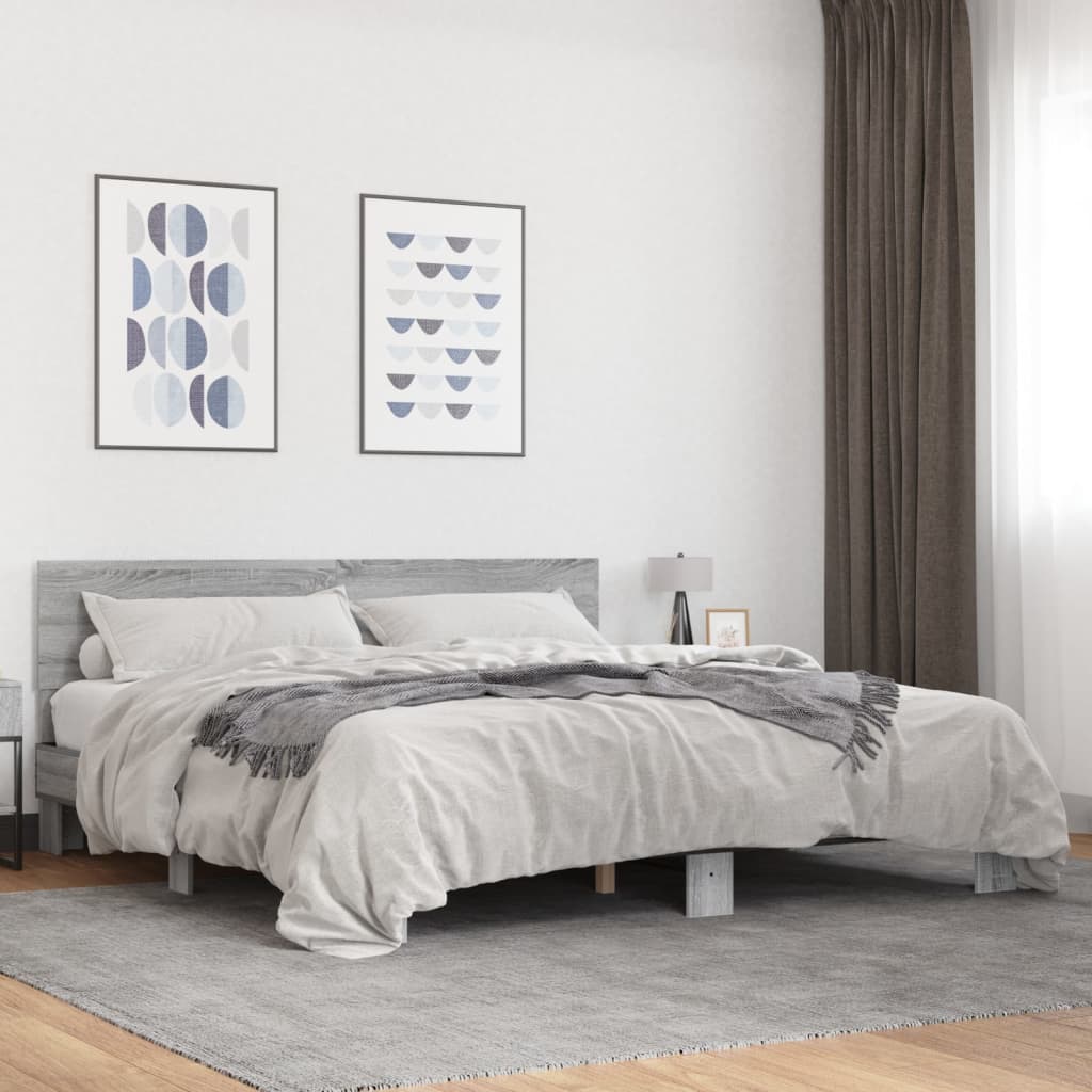 vidaXL Bed Frame without Mattress Grey Sonoma 200x200 cm