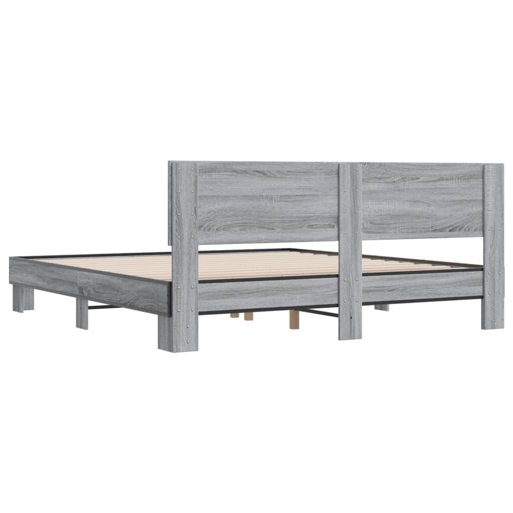 vidaXL Bed Frame without Mattress Grey Sonoma 200x200 cm