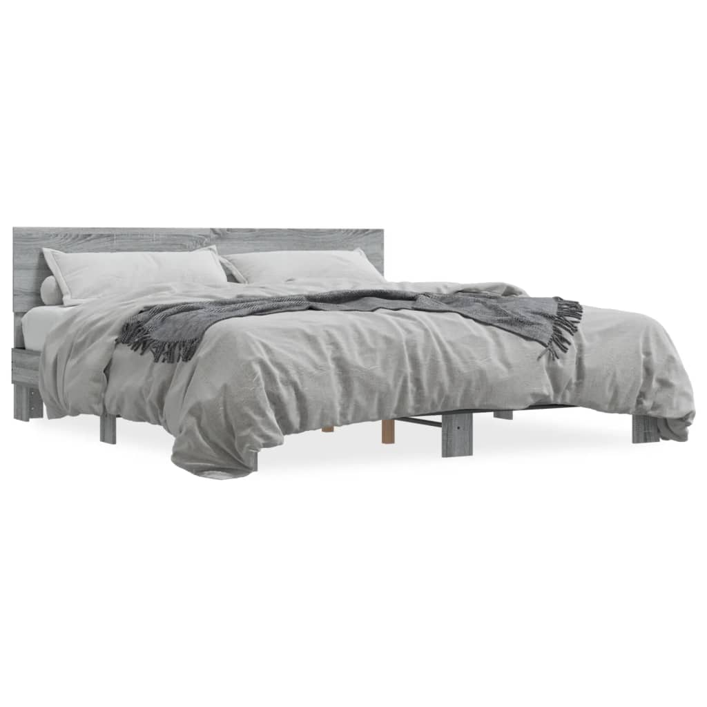 vidaXL Bed Frame without Mattress Grey Sonoma 200x200 cm