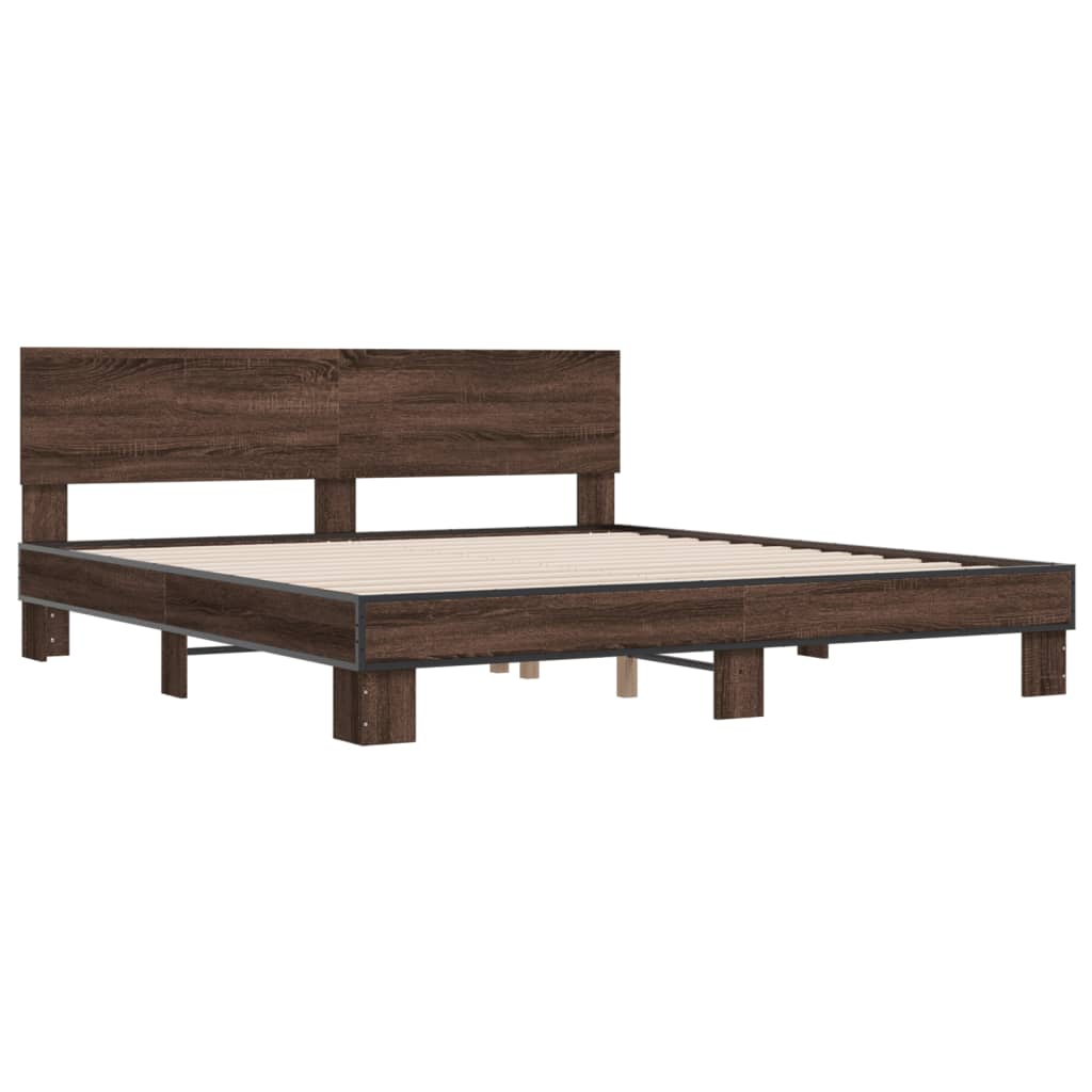 vidaXL Bed Frame without Mattress Brown Oak 200x200 cm