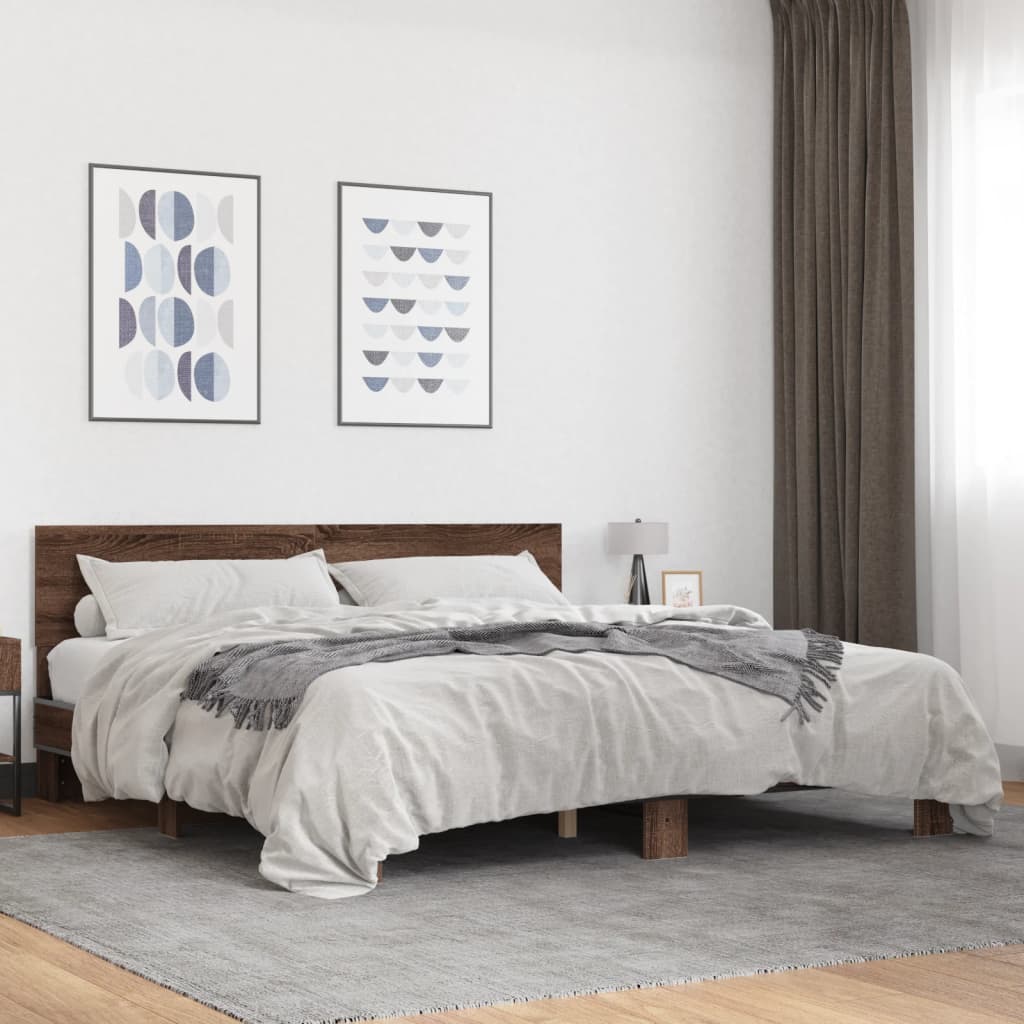 vidaXL Bed Frame without Mattress Brown Oak 200x200 cm