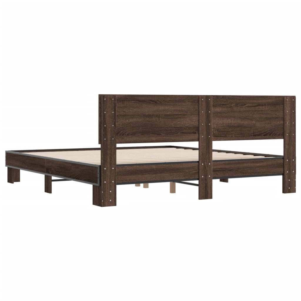 vidaXL Bed Frame without Mattress Brown Oak 200x200 cm