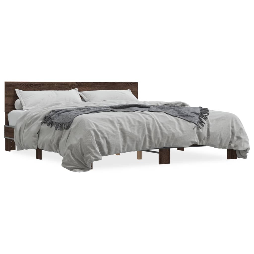 vidaXL Bed Frame without Mattress Brown Oak 200x200 cm