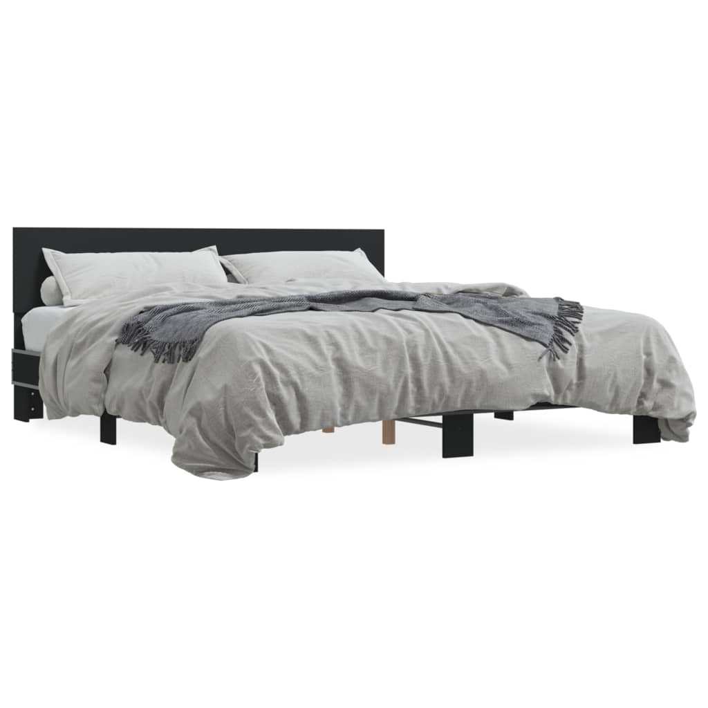 vidaXL Bed Frame without Mattress Black 180x200 cm Super King