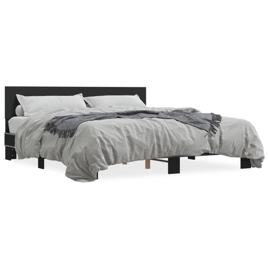 vidaXL Bed Frame Black 180x200 cm Super King Engineered Wood and Metal