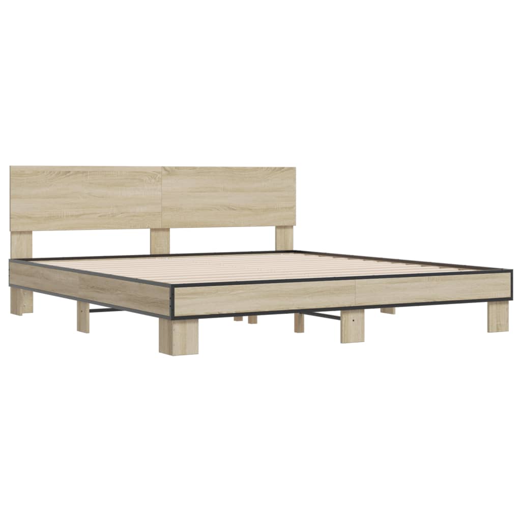 vidaXL Bed Frame without Mattress Sonoma Oak 180x200 cm Super King