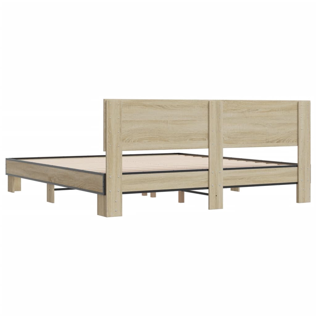 vidaXL Bed Frame without Mattress Sonoma Oak 180x200 cm Super King