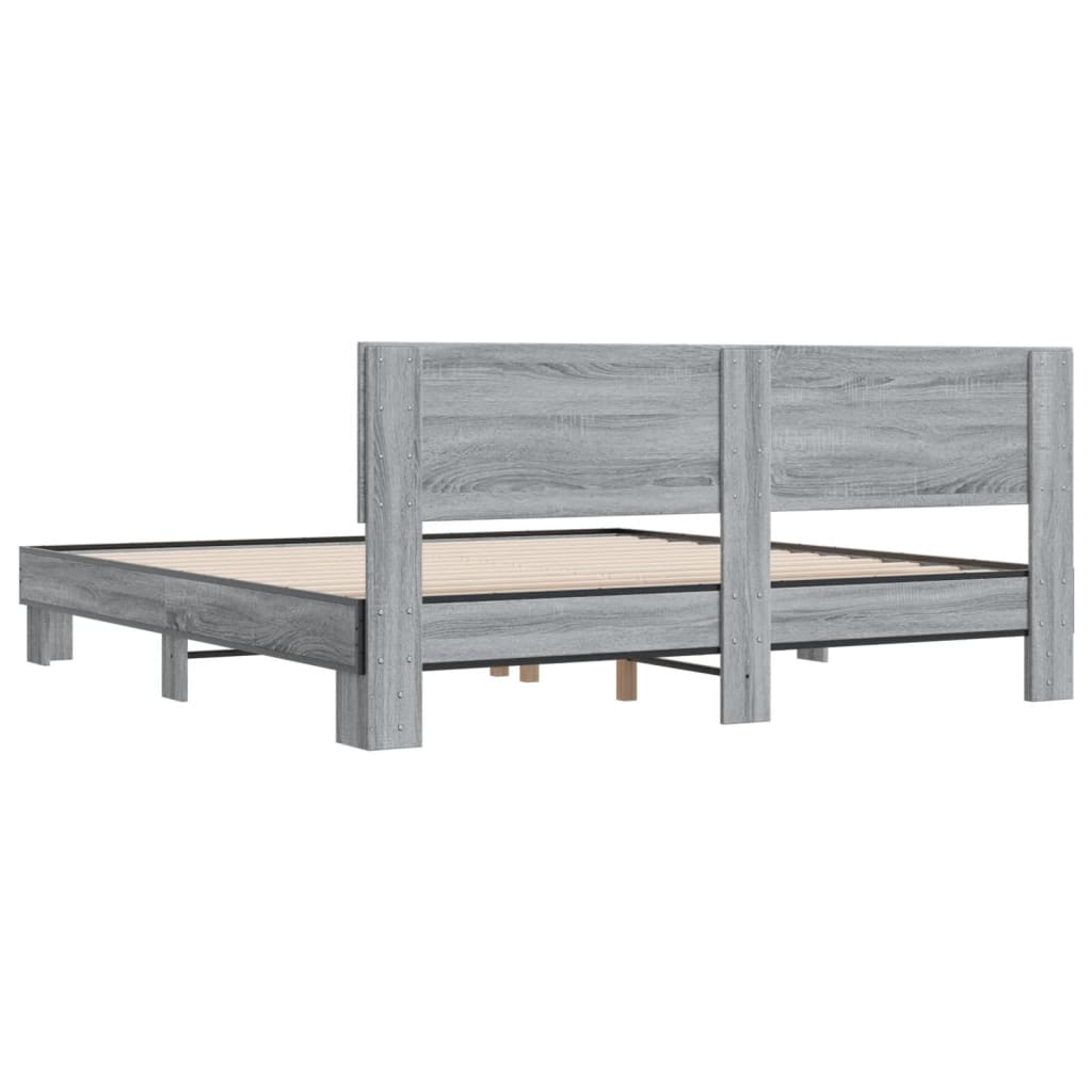 vidaXL Bed Frame without Mattress Grey Sonoma 180x200 cm Super King