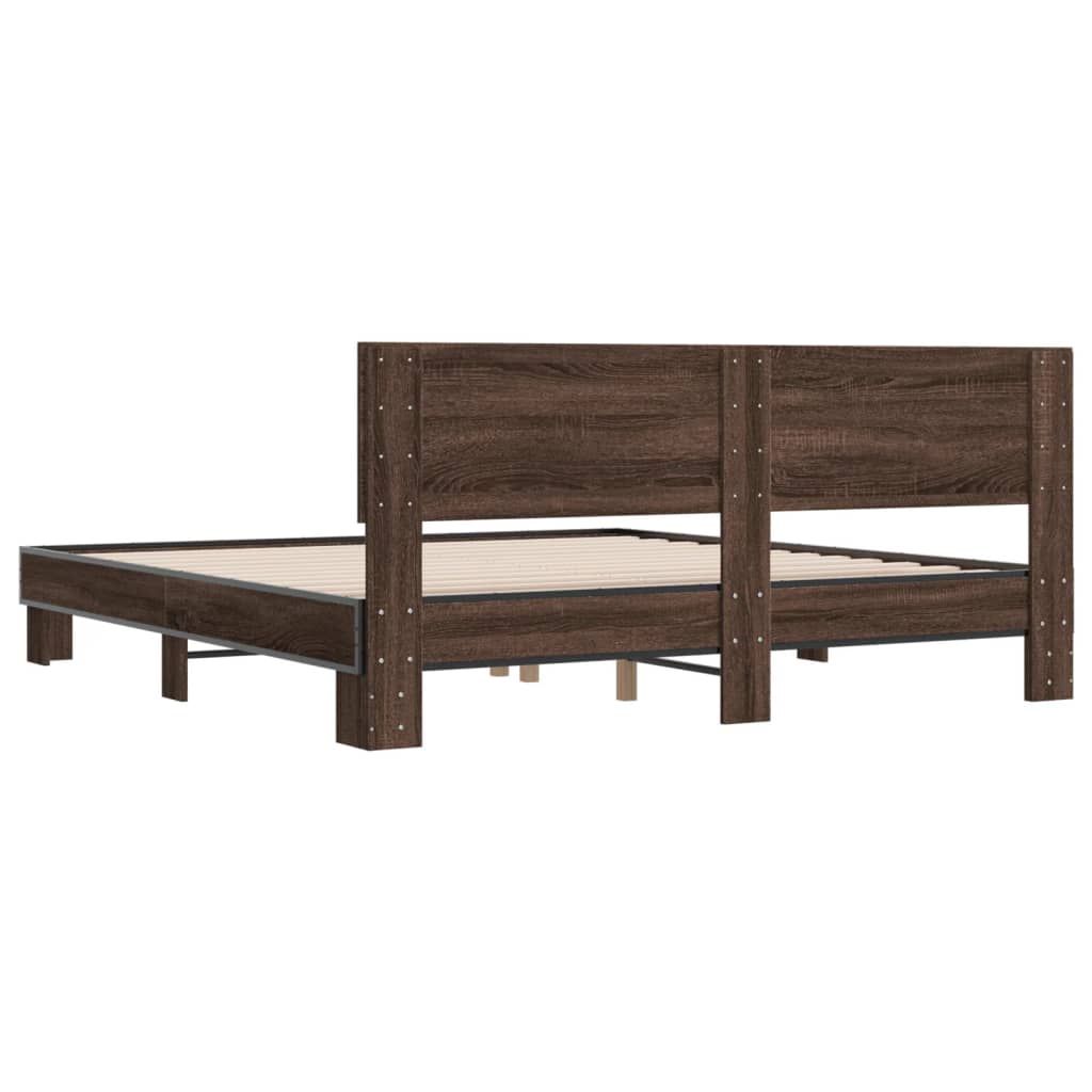 vidaXL Bed Frame without Mattress Brown Oak 180x200 cm Super King