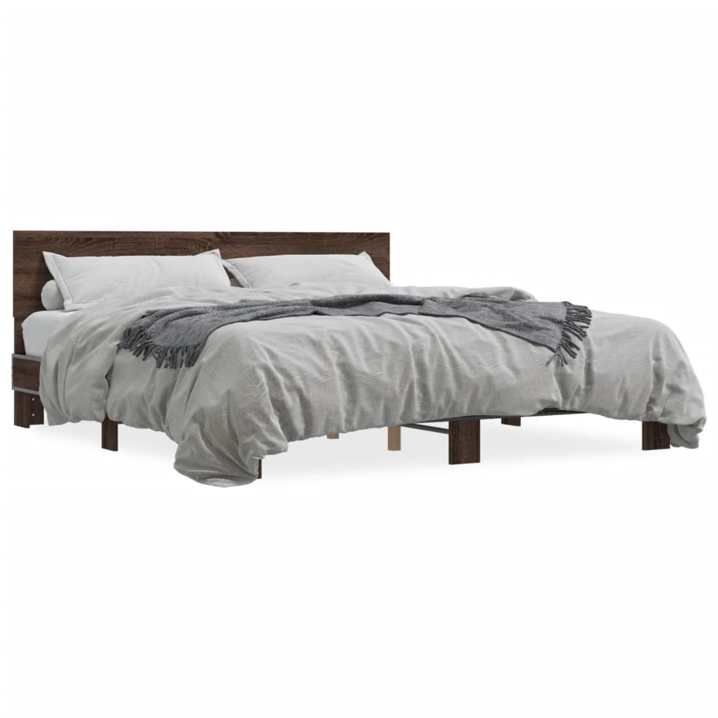 vidaXL Bed Frame without Mattress Brown Oak 180x200 cm Super King