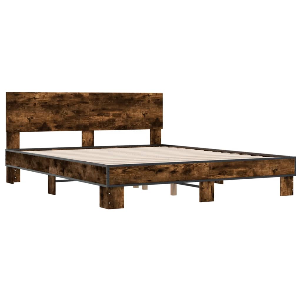 vidaXL Bed Frame without Mattress Smoked Oak 160x200 cm