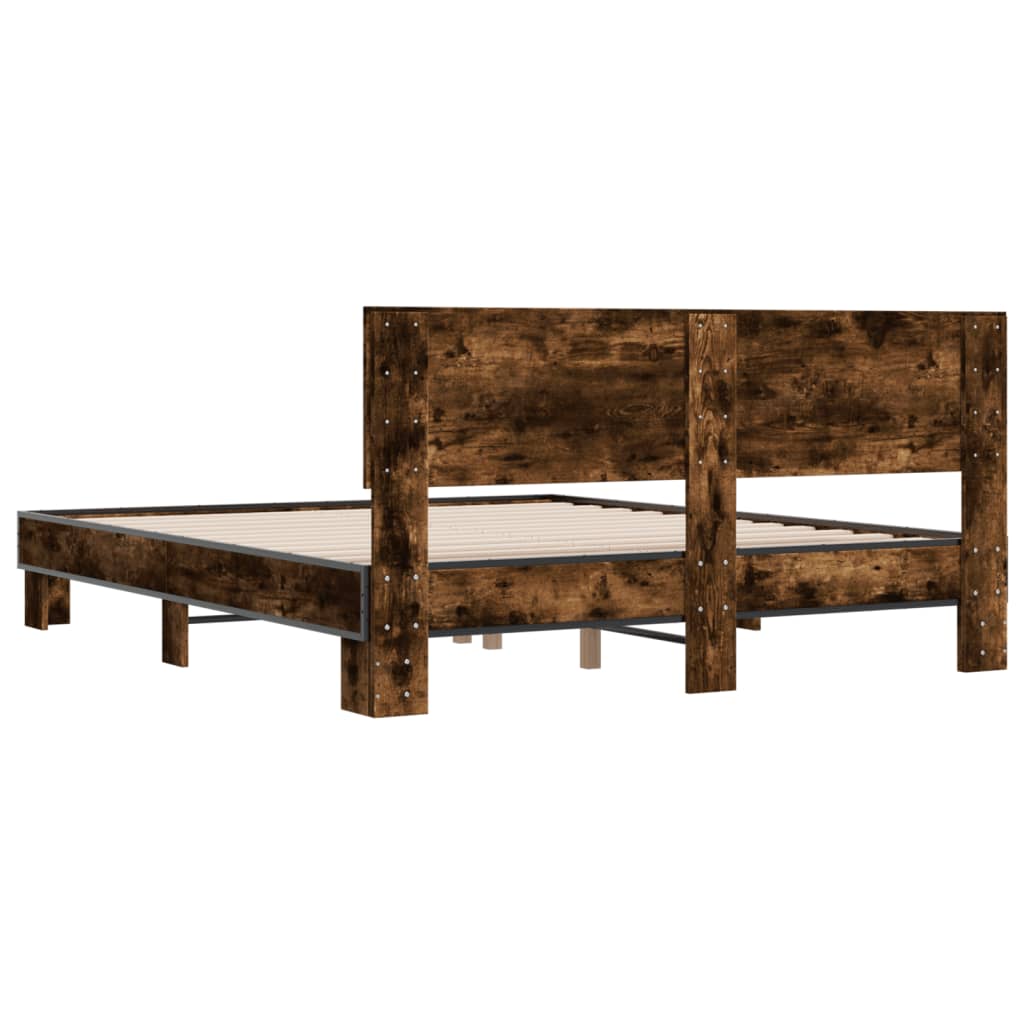 vidaXL Bed Frame without Mattress Smoked Oak 160x200 cm