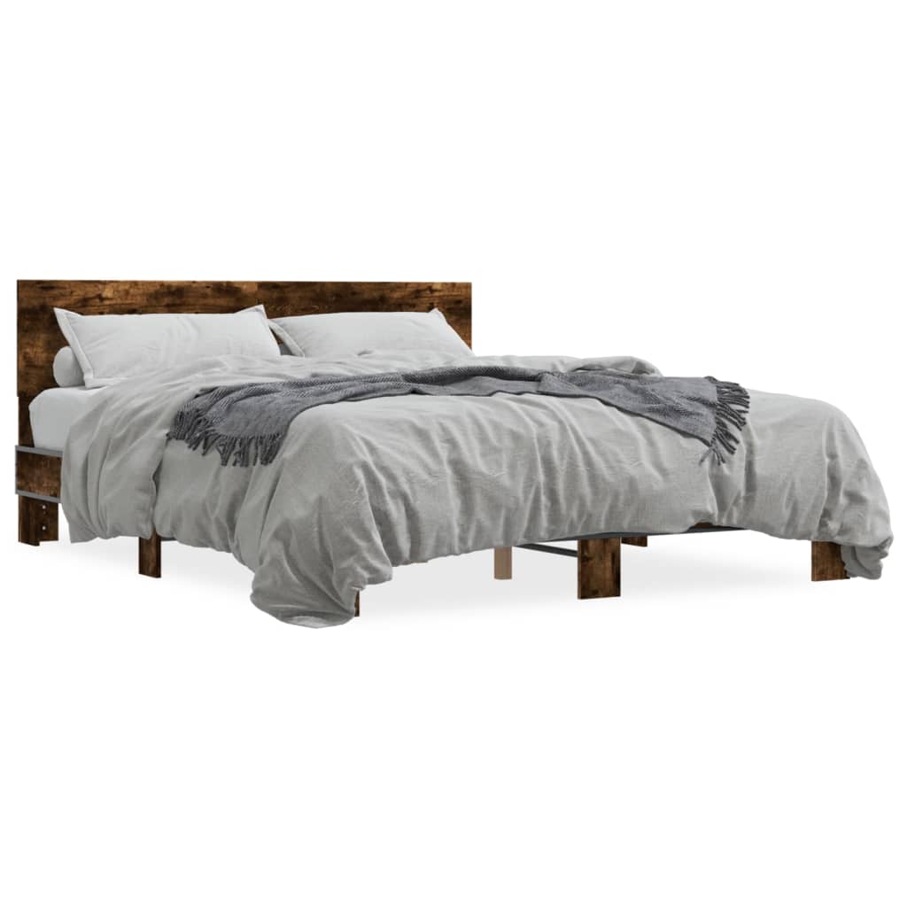 vidaXL Bed Frame without Mattress Smoked Oak 160x200 cm