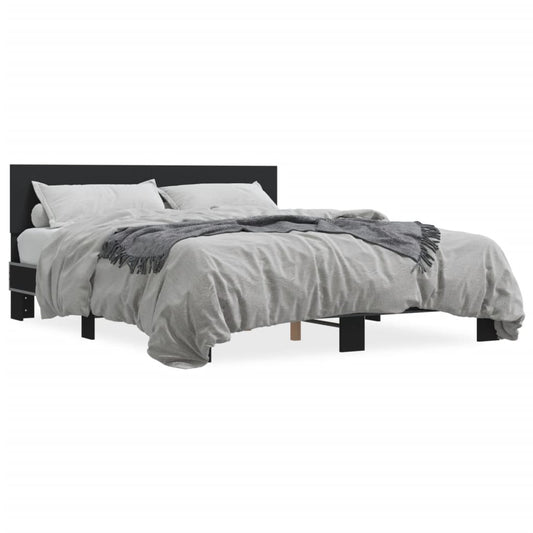 vidaXL Bed Frame without Mattress Black 150x200 cm King Size