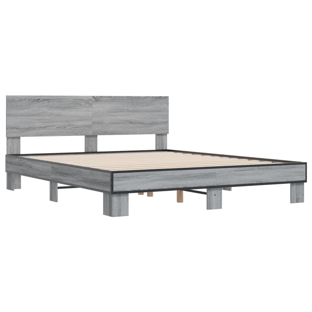 vidaXL Bed Frame without Mattress Grey Sonoma 150x200 cm King Size