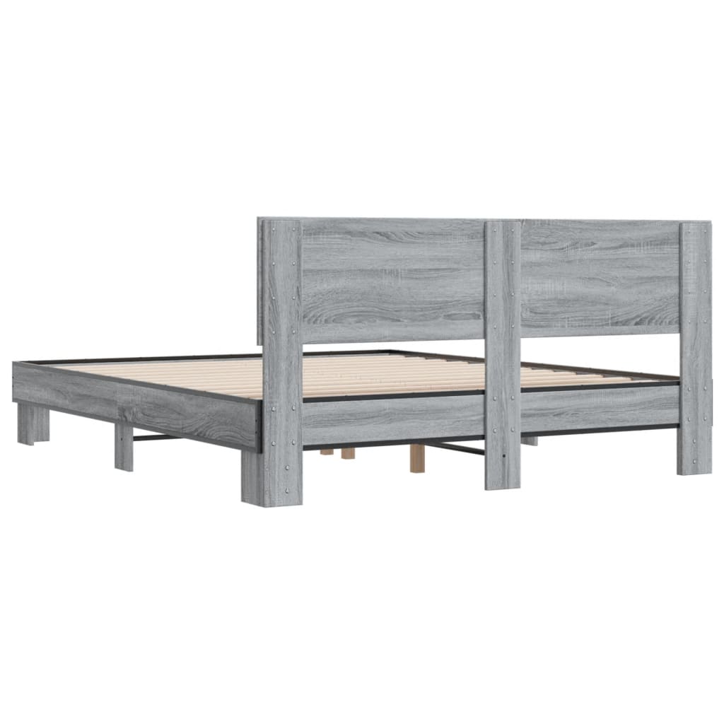 vidaXL Bed Frame without Mattress Grey Sonoma 150x200 cm King Size