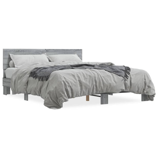 vidaXL Bed Frame without Mattress Grey Sonoma 150x200 cm King Size