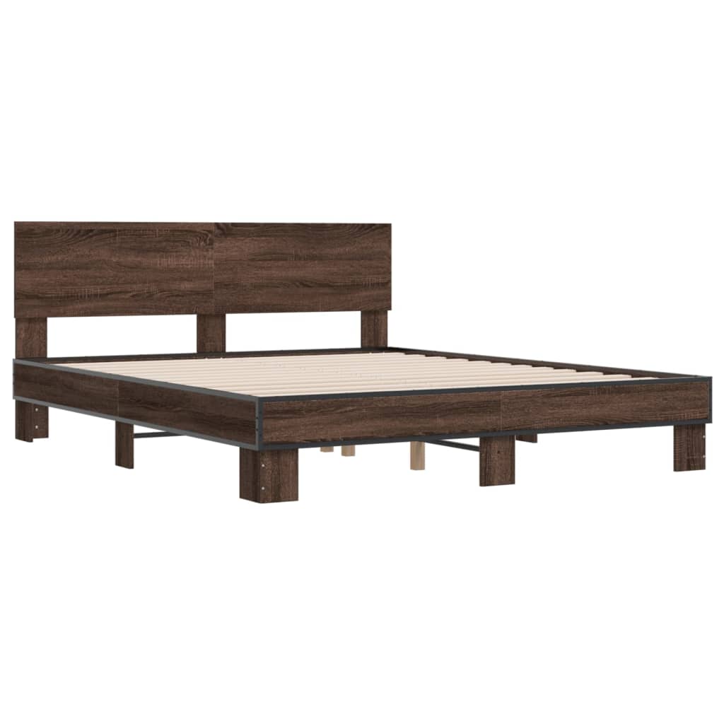 vidaXL Bed Frame without Mattress Brown Oak 150x200 cm King Size