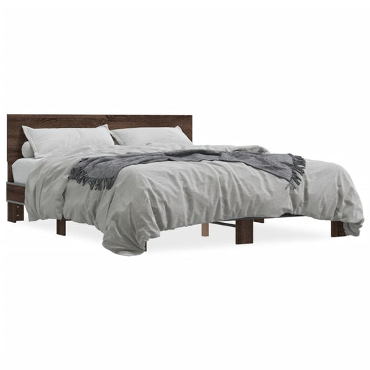 vidaXL Bed Frame without Mattress Brown Oak 150x200 cm King Size