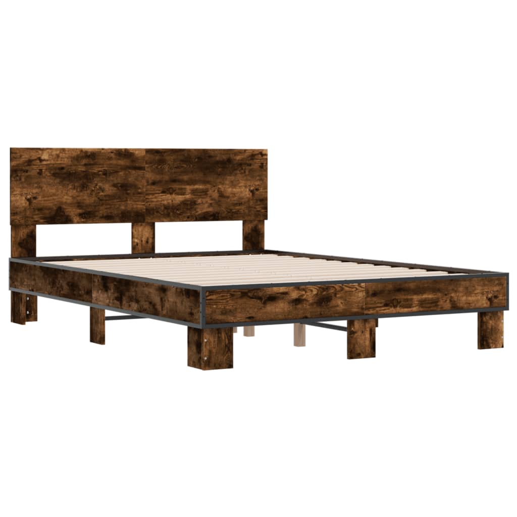 vidaXL Bed Frame without Mattress Smoked Oak 140x200 cm