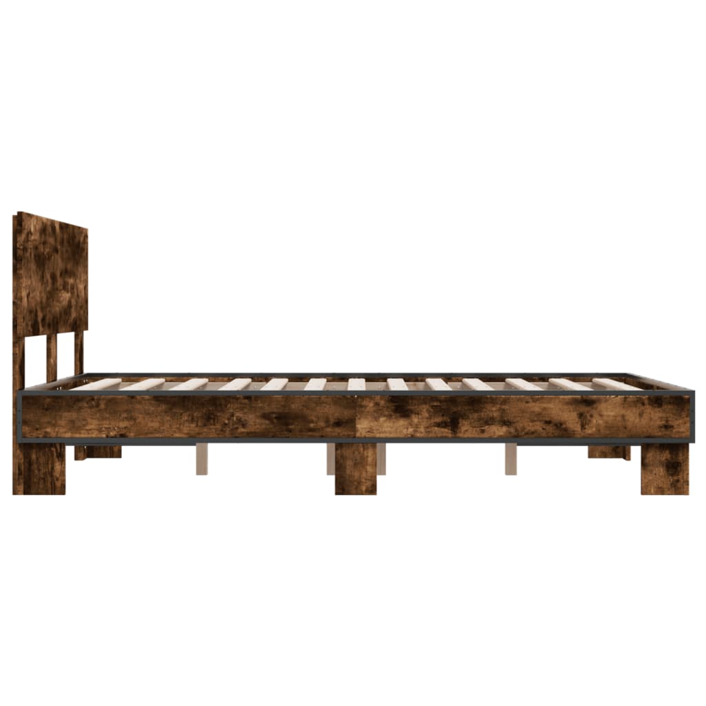 vidaXL Bed Frame without Mattress Smoked Oak 140x200 cm