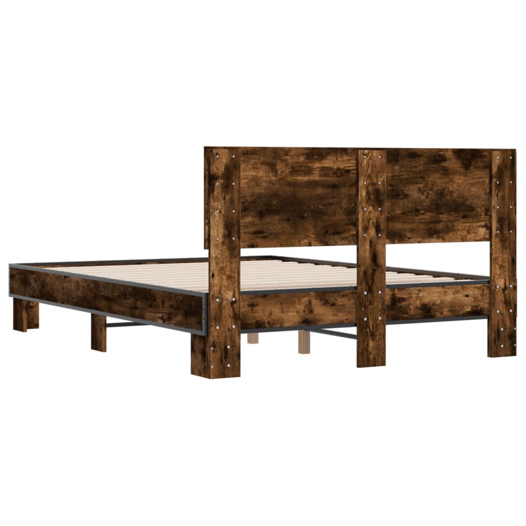 vidaXL Bed Frame without Mattress Smoked Oak 140x200 cm