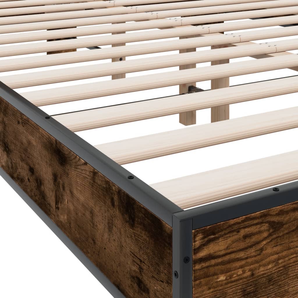 vidaXL Bed Frame without Mattress Smoked Oak 140x200 cm