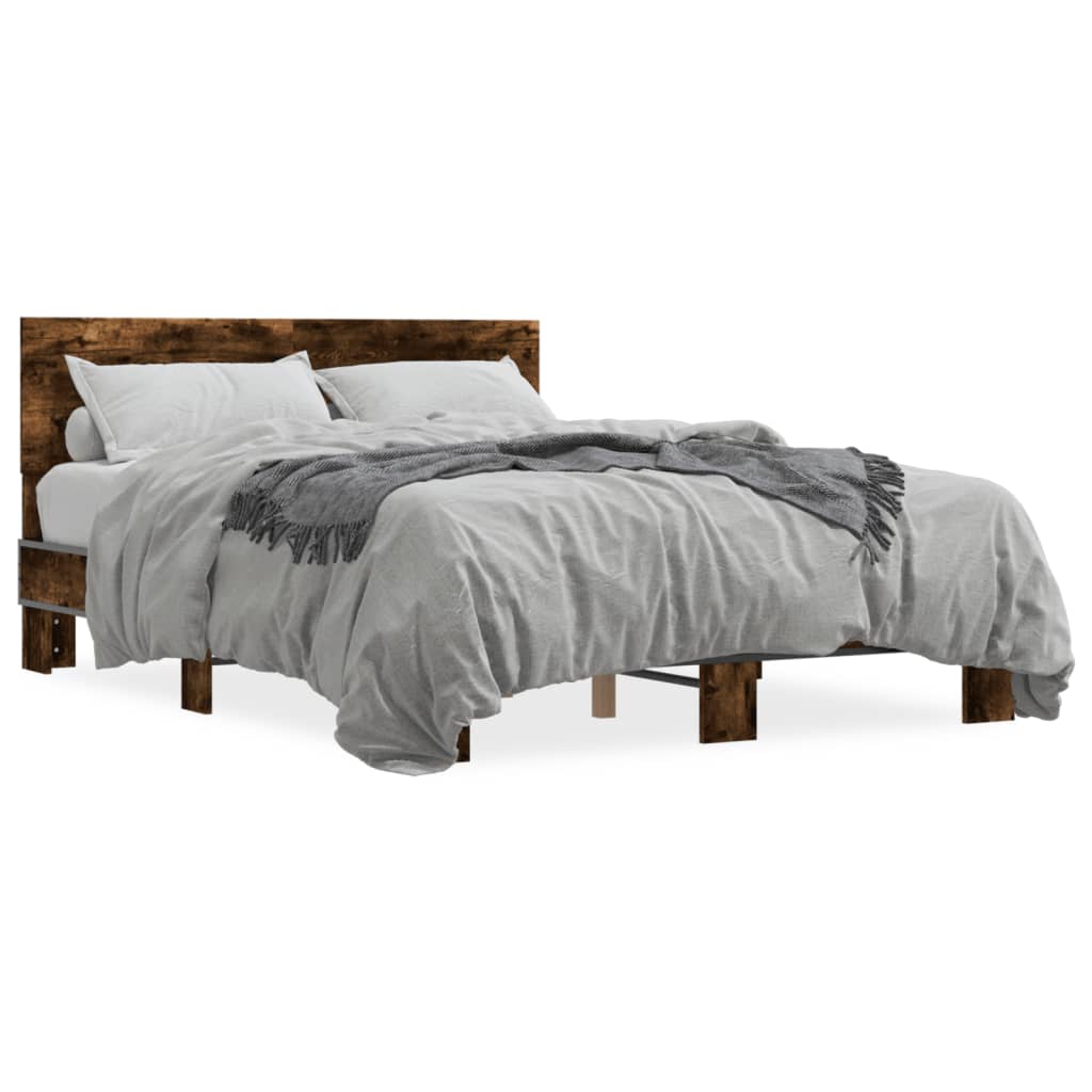 vidaXL Bed Frame without Mattress Smoked Oak 140x200 cm