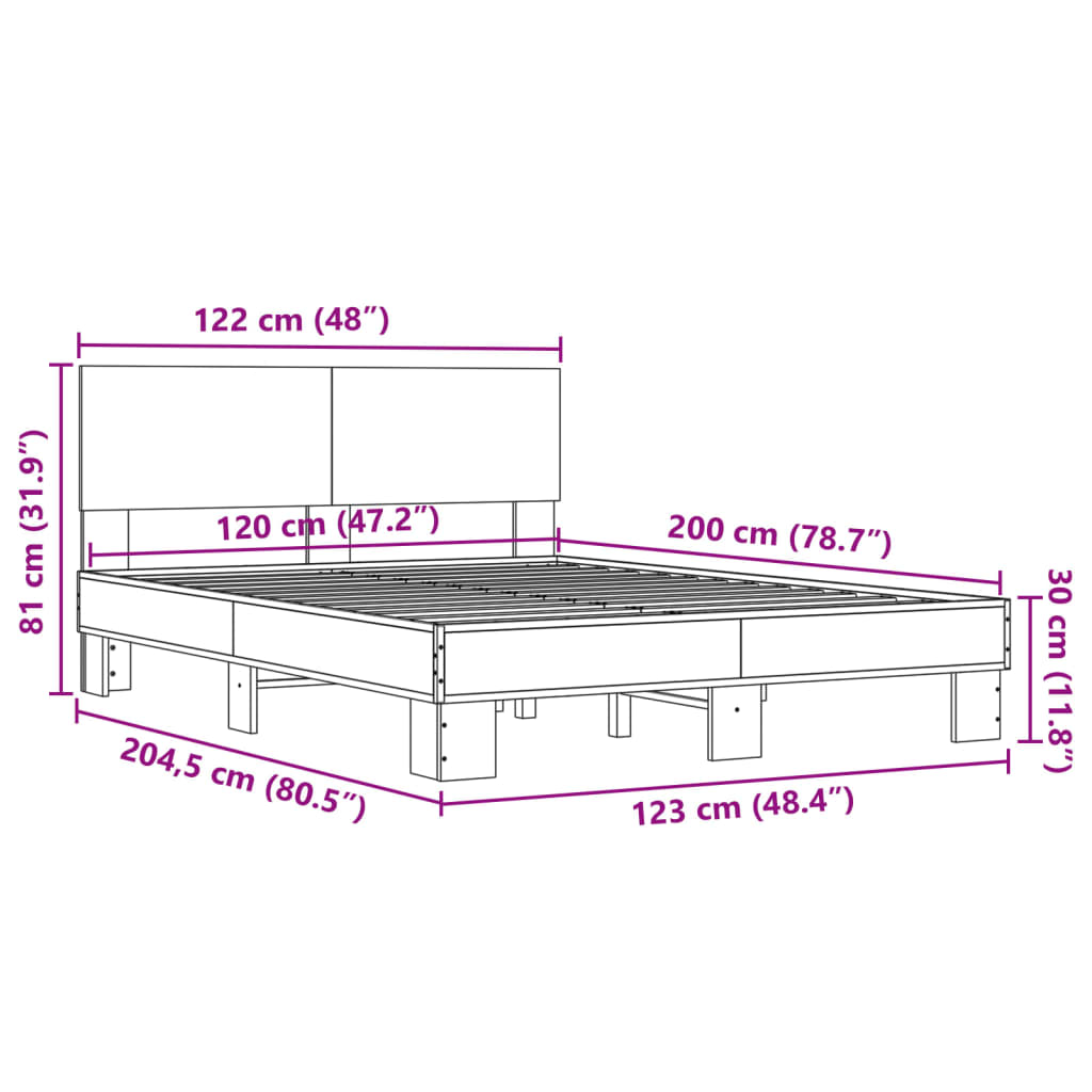 vidaXL Bed Frame without Mattress Black 120x200 cm