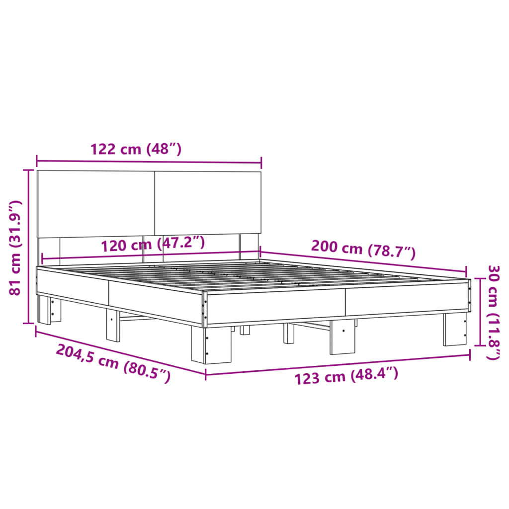 vidaXL Bed Frame without Mattress Smoked Oak 120x200 cm