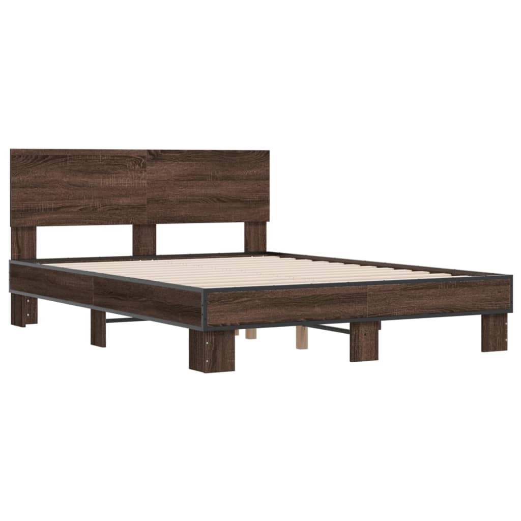 vidaXL Bed Frame without Mattress Brown Oak 120x200 cm