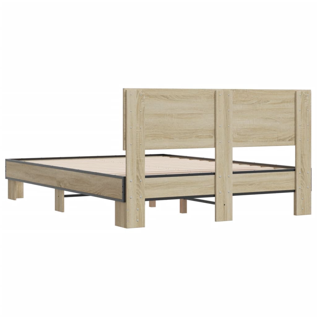 Bed Frame | Sonoma oak | Engineered wood, metal, plywood | Double