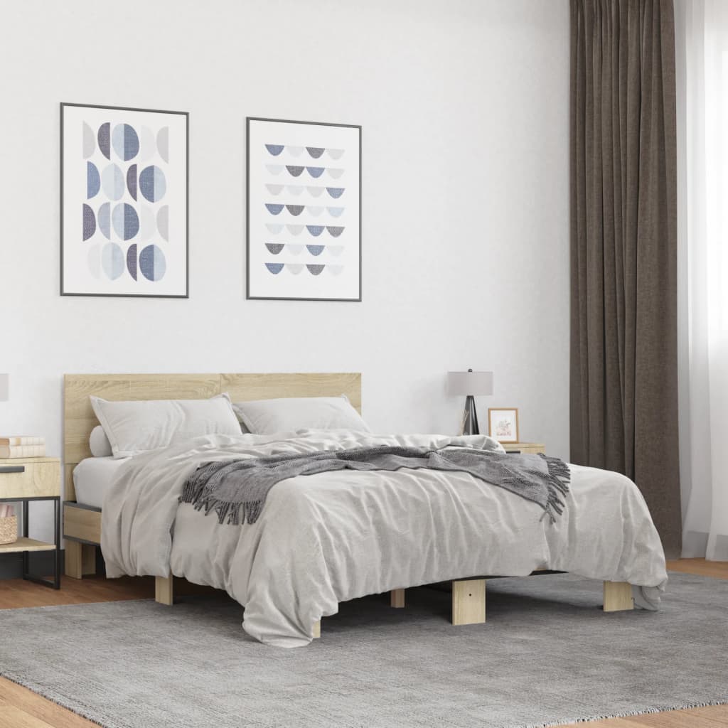 Bed Frame | Sonoma oak | Engineered wood, metal, plywood | Double