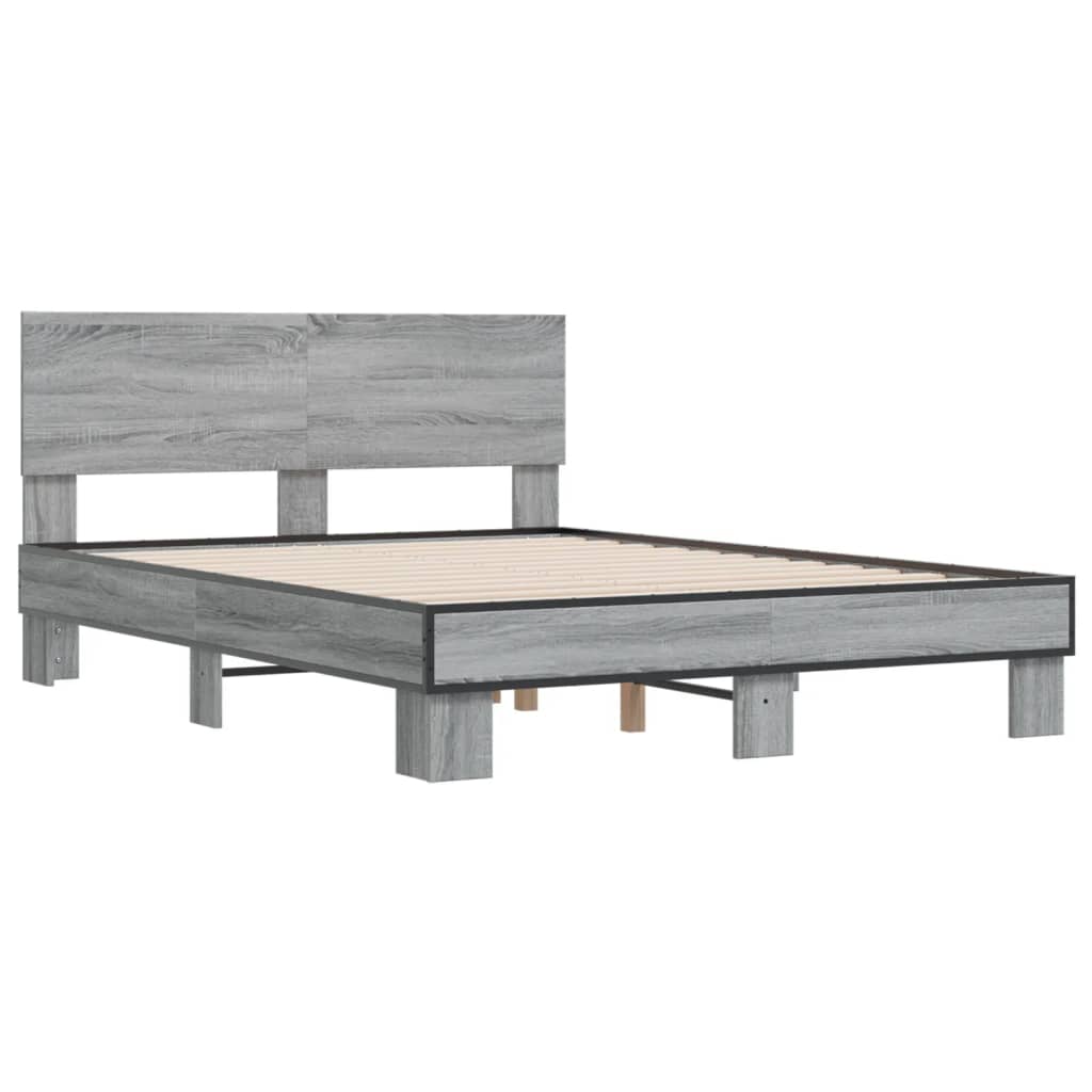 vidaXL Bed Frame without Mattress Grey Sonoma 135x190 cm Double