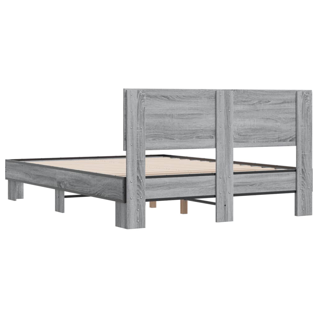 vidaXL Bed Frame without Mattress Grey Sonoma 135x190 cm Double