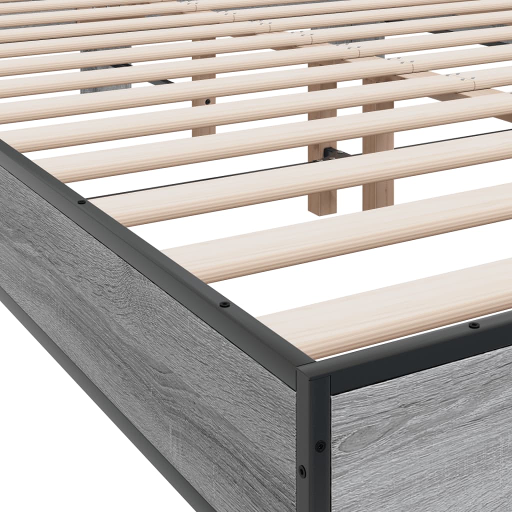 vidaXL Bed Frame without Mattress Grey Sonoma 135x190 cm Double