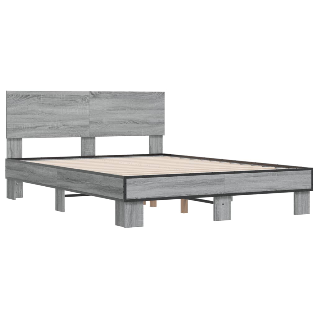 vidaXL Bed Frame without Mattress Grey Sonoma 140x190 cm