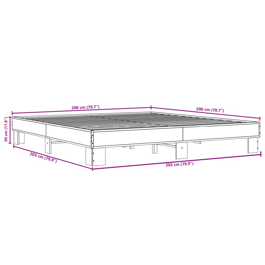 vidaXL Bed Frame without Mattress Sonoma Oak 200x200 cm