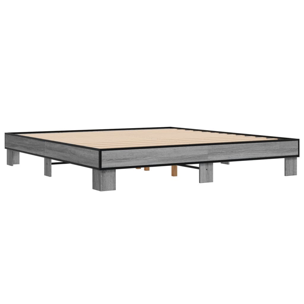 Bed Frame without Mattress Grey Sonoma 200x200 cm