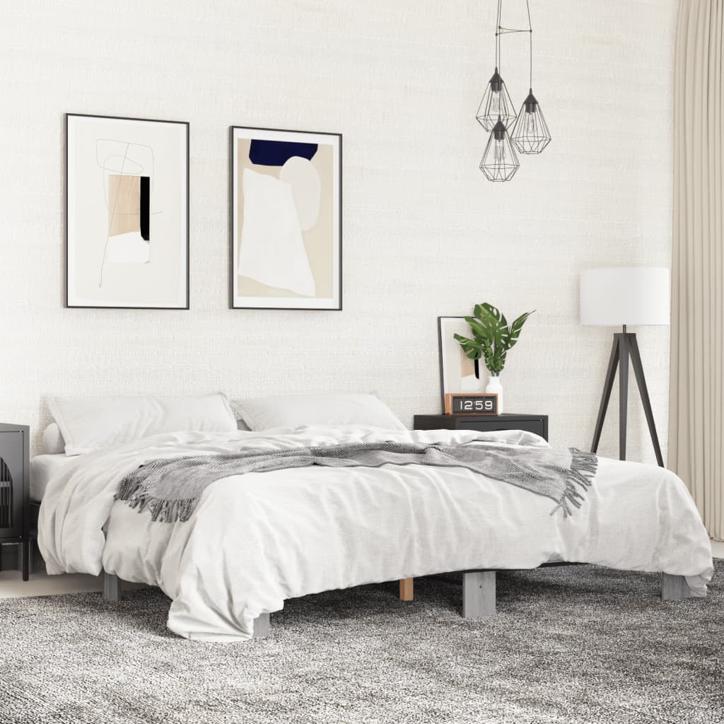 Bed Frame without Mattress Grey Sonoma 200x200 cm